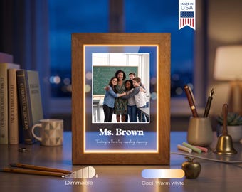 Custom Teacher Photo Lamp - Personalized Teacher Appreciation Gift, Classroom Keepsake, End of Year Teacher LED Night Light