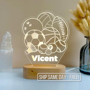 Personalized Sport Night Light - Custom LED Lamp for Sports Lovers, Perfect Gift for Kids and Adults, Unique Room Decor, Fun Nightlight