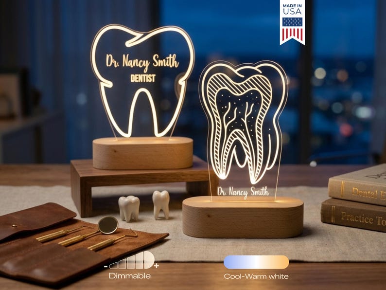 Personalized Dentist Night Light - Custom LED Tooth Lamp for Graduation ...