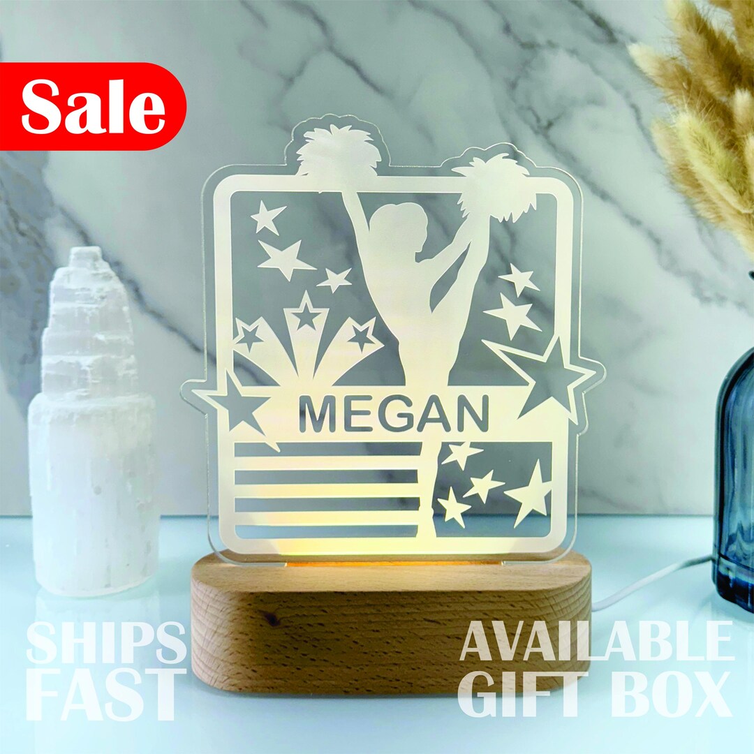 Personalized Cheerleader Night Light - Custom LED Lamp for Cheer Fans ...