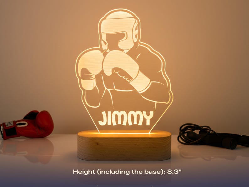 Boxing Led Light Personalized Boxing LED Lamp Custom Boxer Night Light Sports Room Decor ...