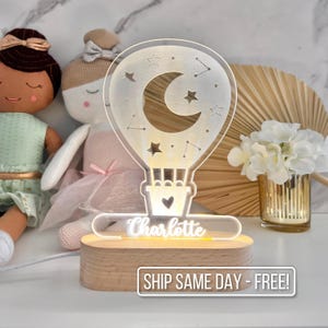 Boho Hot Air Balloon Custom Name Light | Personalized Bedroom LED Cloud Decor | Baby Shower Gift | Newborn Gift / Toddler Gift/ Kid Lamp