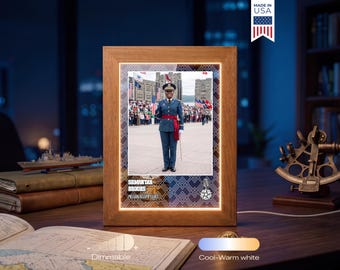 Personalized Military Graduation Photo Lamp - Custom Cadet Gift, Soldier Promotion Keepsake, Academy LED Night Light