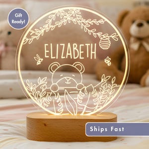 Personalized Teddy Bear Night Light - Custom LED Lamp for Kids, Perfect Gift for Toddlers, Unique Room Decor, Bedroom for Bear Lovers