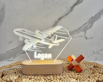 Vliegtuig aangepaste naamlamp | Gepersonaliseerde slaapkamer LED Cloud Decor teken | Vliegtuiglamp | Dochter/zoon cadeau teken/jongen cadeau/