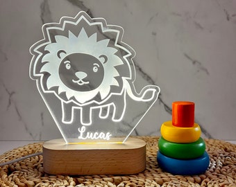 Luz de nombre personalizado de dibujos animados de león / Decoración personalizada de la nube LED del dormitorio / Regalo de baby shower / Regalo para recién nacidos / Regalo para niños pequeños / Lámpara para niños