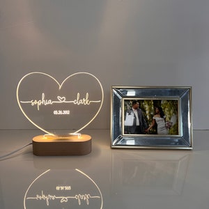 Custom Night Light as Valentines Day Gift Anniversary gift Romantic gift for couple Gift for Him Names And Date Engagement Gift image 7