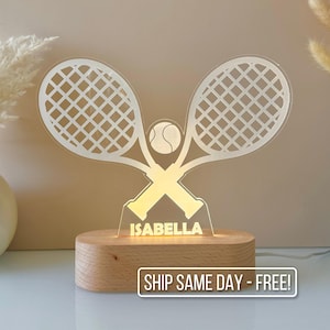 Personalized Tennis Racket Night Light - Custom LED Lamp for Tennis Players, Perfect Gift for Sports Fans, Unique Room Decor, Fun Nightlight
