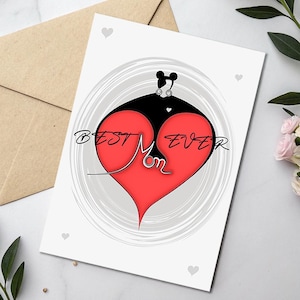 Tarjeta "La mejor mamá del mundo" / Tarjeta imprimible para el Día de la Madre / Descarga instantánea / Regalo conmovedor para mamá / Ilustración tierna para mamá / Dibujo de amor de mamá