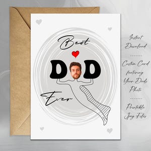 Cartão personalizado &quot;O Melhor Pai de Todos os Tempos&quot; com foto | Impressão divertida para o Dia dos Pais | Download instantâneo | Cartão personalizado para o pai | Presente exclusivo para ele