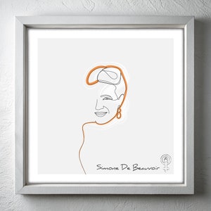 Simone De Beauvoir Digital Poster from &#39;Women&#39; Concept, Simone De Beauvoir Illustration Wall Art Print