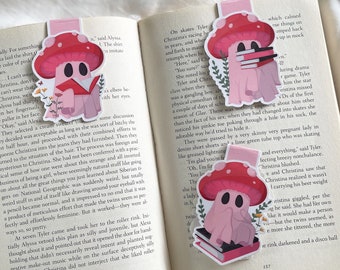 Set of 3 | little ghost mushroom reading book bookmark | magnetic bookmark | booklover | things for readers | bookish things