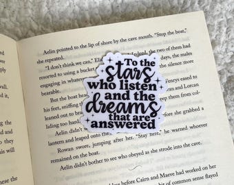 Für die Sterne, die zuhören, und die Träume, die in Erfüllung gehen | ACOTAR | Sarah J. Maas Universum | Bücherliebhaber | Bücheraufkleber | Bücherkram