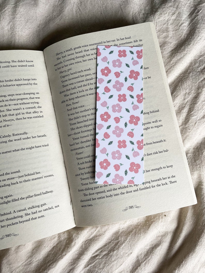 Pink floral bookmark booklover things for readers bookish things image 2