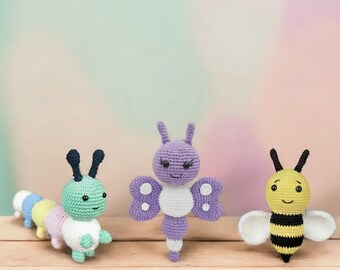 Haakpatroon Amigurumi Insect Trio: bij, vlinder en rups (pdf)