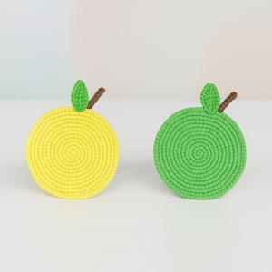 Fruit Coaster Crochet Pattern: Apple & Lemon DIY (PDF)