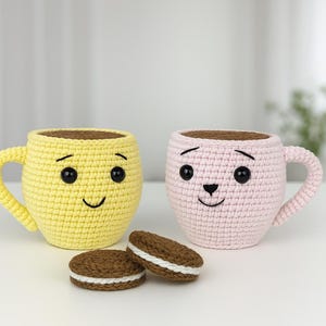 Crochet Mug & Cookie Amigurumi Pattern: Kawaii Coffee Cup Plushie (PDF Pattern)