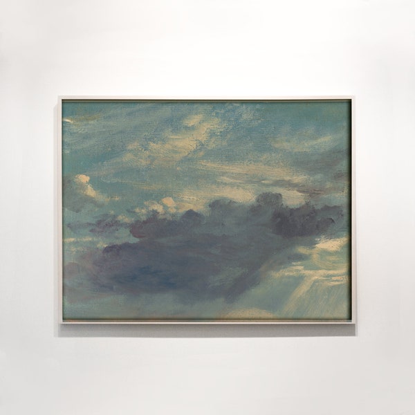 Cloud Printable - Cloud Oil Painting Wall Art - Muted Cloudscape Art Print - Country Home Decor - Vintage Art - Minimalist Sky Painting