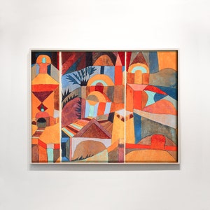 Abstract Paul Klee Printable - Temple Gardens Abstract Print - Klee Abstract Painting Wall Art - Modern Art Cubism - Red Abstract Print
