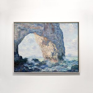Beach Cliff Printable - Monet Impressionist Oil Painting Print - Seascape Wall Art - Digital Downloadable Print - Blue Ocean Waves Print