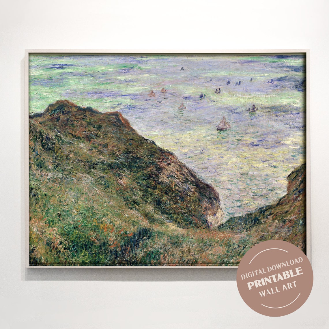Ocean Landscape Printable - Seascape Printable Wall Art - Monet Impressionist Painting - Digital ...