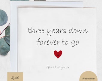 1,2,3 yrs, any years down happy anniversary card, personalised with message, best friend girlfriend boyfriend husband wife LGBTQ+