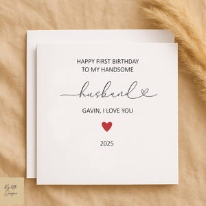 Happy first birthday as a husband, First birthday married, Happy Birthday to my now hubby, New husband, Card for Mr, personalised card, new