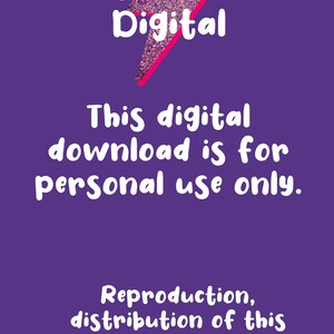 May include: A purple background with a pink lightning bolt graphic that says "Joyella Digital". The text "This digital download is for personal use only. Reproduction, distribution of this works are forbidden." is written in white.