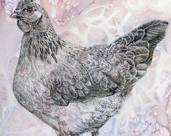 Watercolor Pen and Ink Chicken
