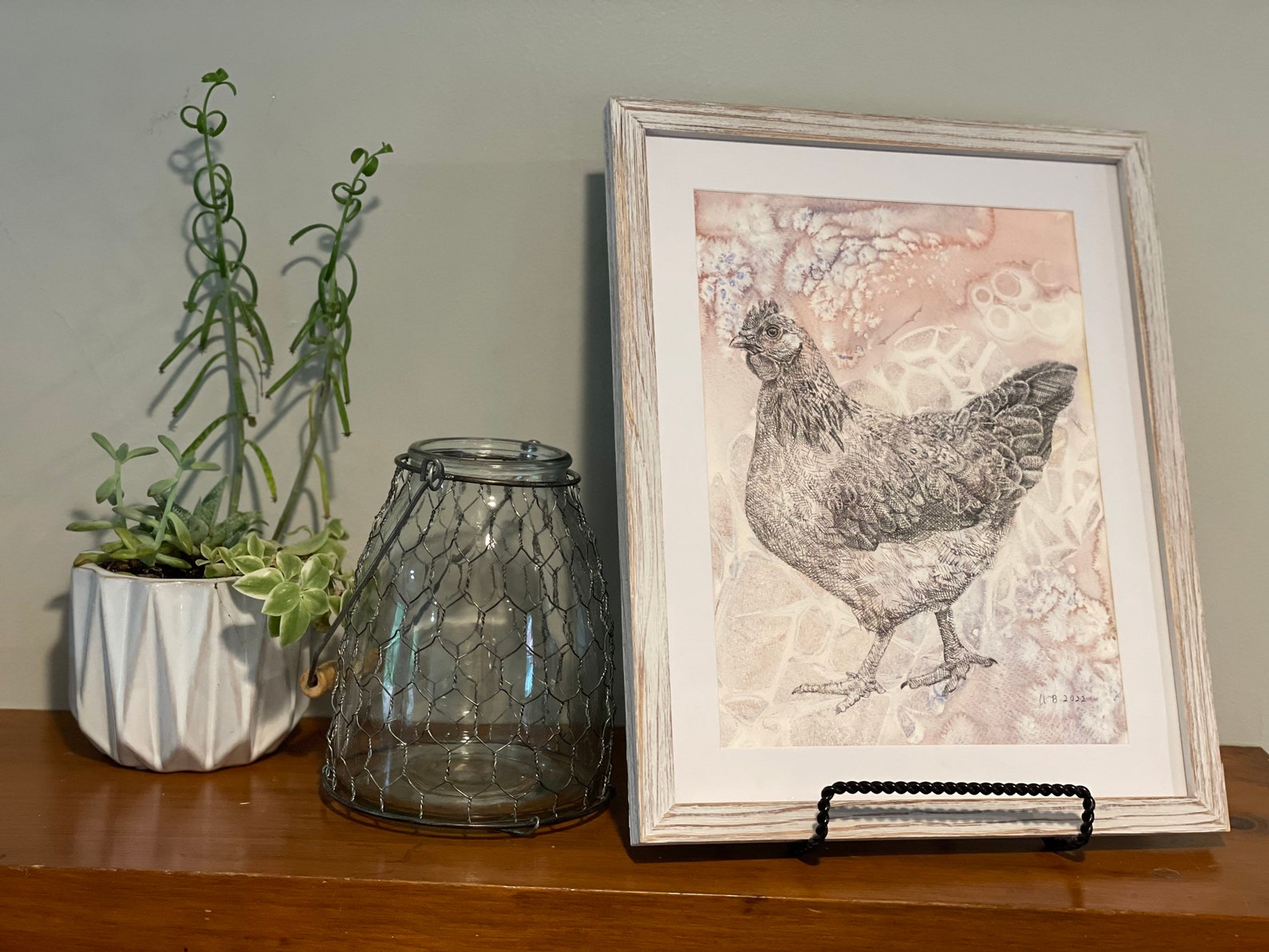 Chicken Shadow Ink Watercolor Pen and Ink Chicken - Etsy