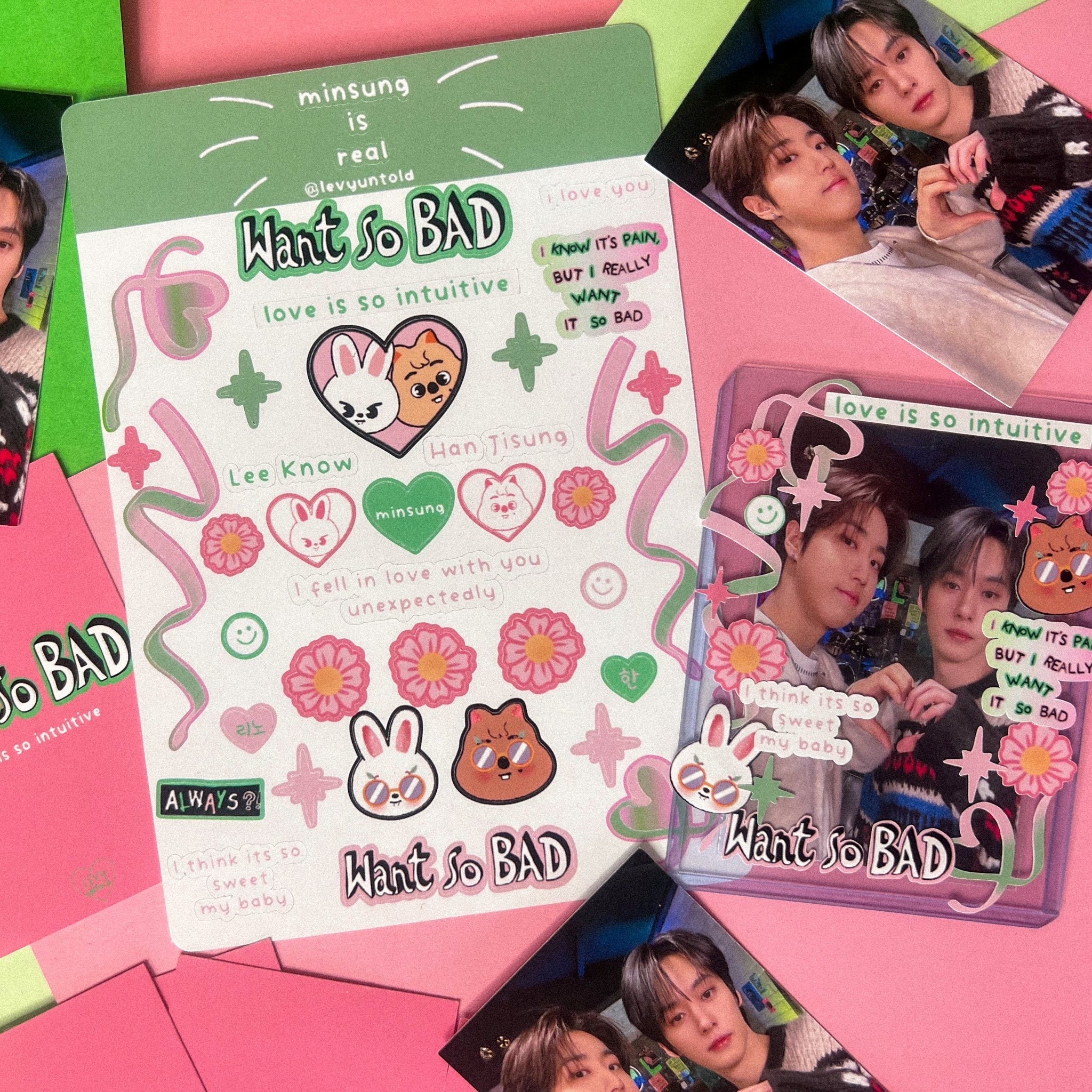 Stray Kids MINSUNG Want so Bad Toploader Deco Sticker Sheet Han