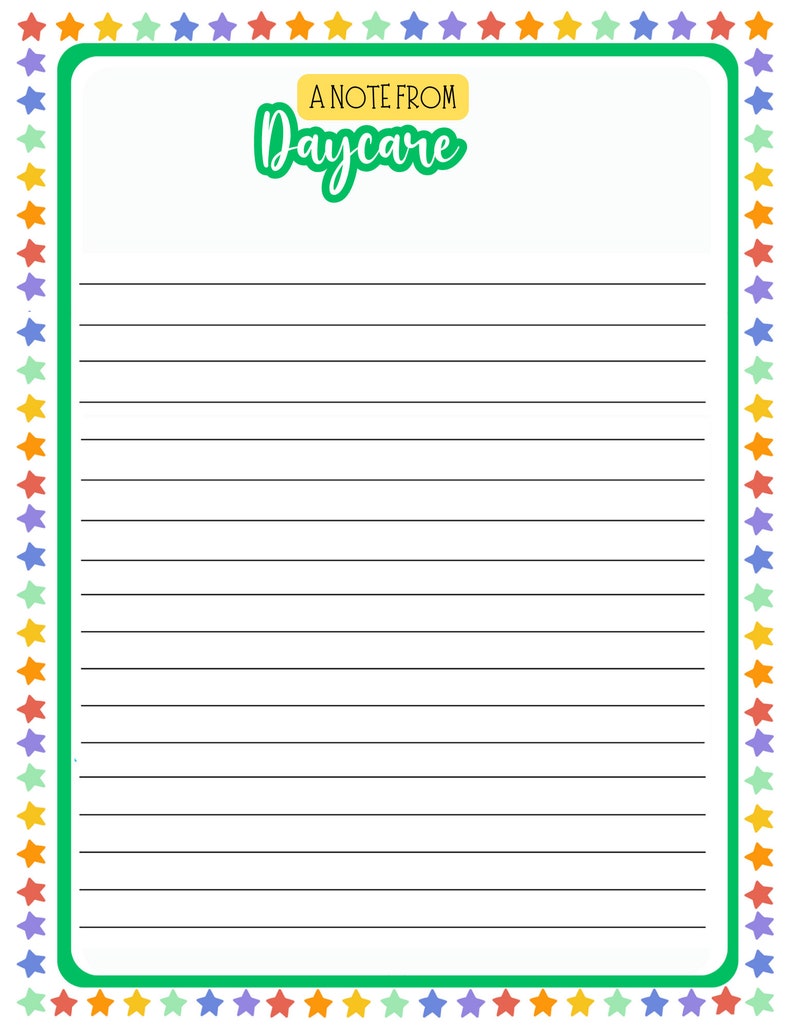Daycare Note Home Note from Daycare teacher Homeschool preschool Daycare teacher Daycare report Daycare stationary Daycare Mail image 3