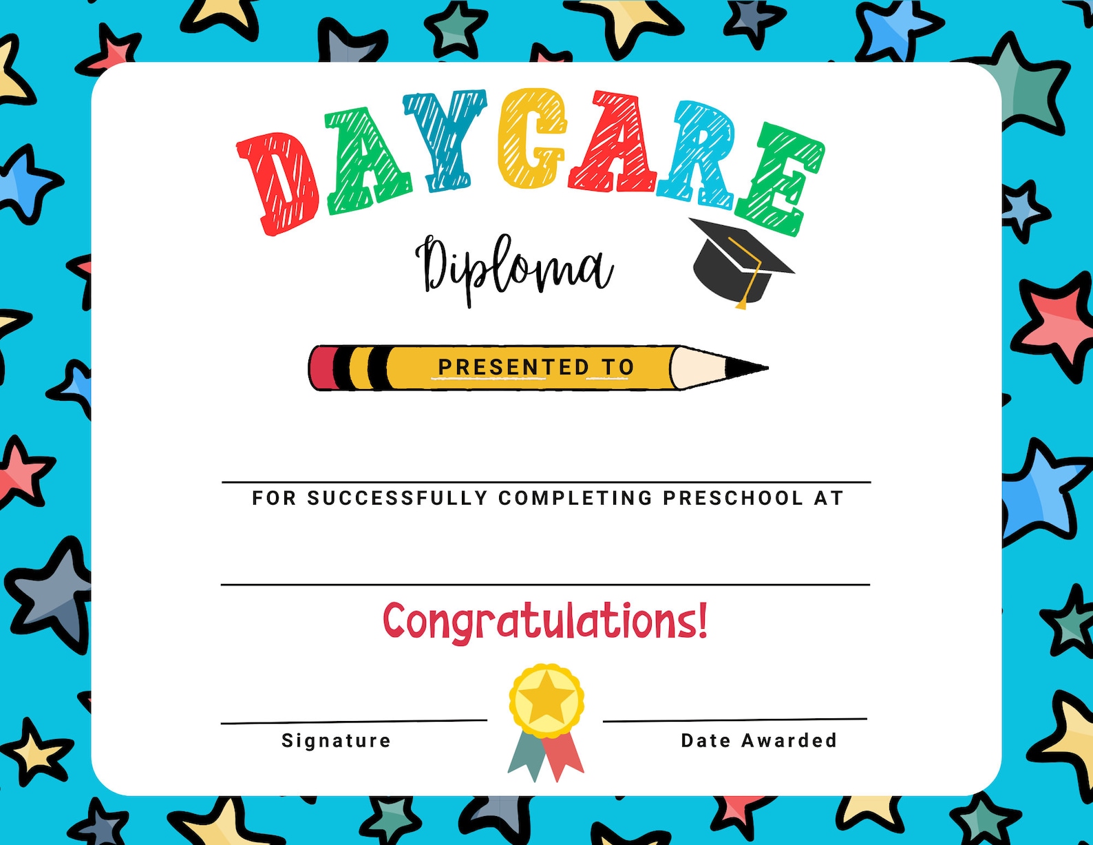 Editable Daycare Graduation Certificate Daycare Graduation Last Day Editable Daycare Graduation Certificate Daycare Graduation Last Day