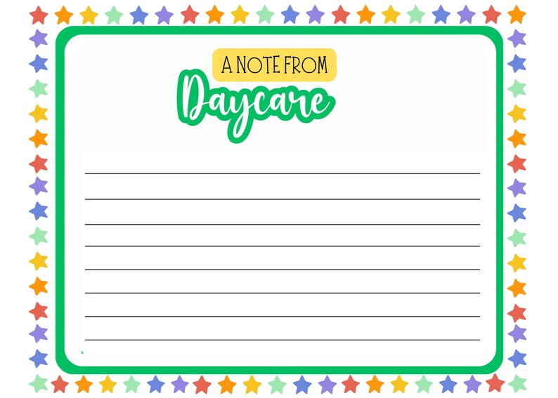Daycare Note Home Note from Daycare teacher Homeschool preschool Daycare teacher Daycare report Daycare stationary Daycare Mail image 4