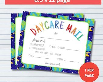 Daycare Note Home - Cute Super Star Daycare Card - Communication Card - Daycare folder - Preschool Folder - Daycare Mail - From Day Care