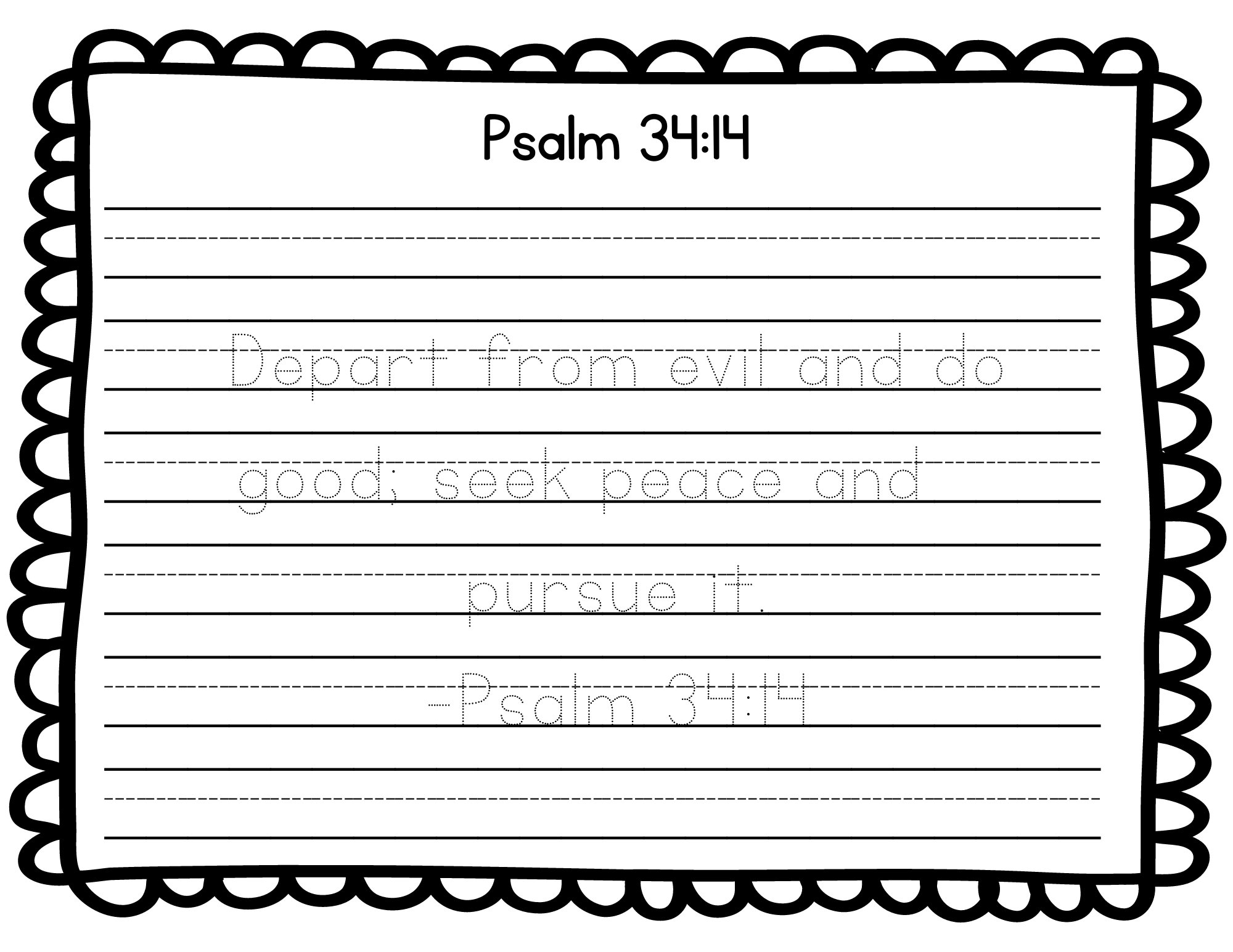 Memory Work Bible Verse Handwriting Practice Worksheet Tracing and