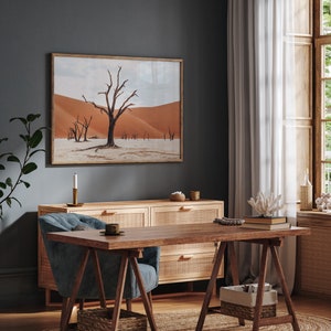 Printable wall decor. A downloadable and printable photo of a desert scene of the ancient trees in deadvlei Namibia.