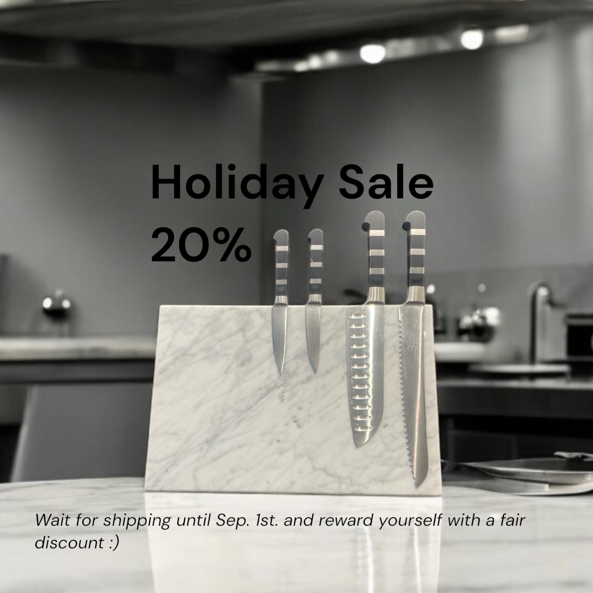 Magnetic Marble Knife Block White Carrara Knife Holder Modern