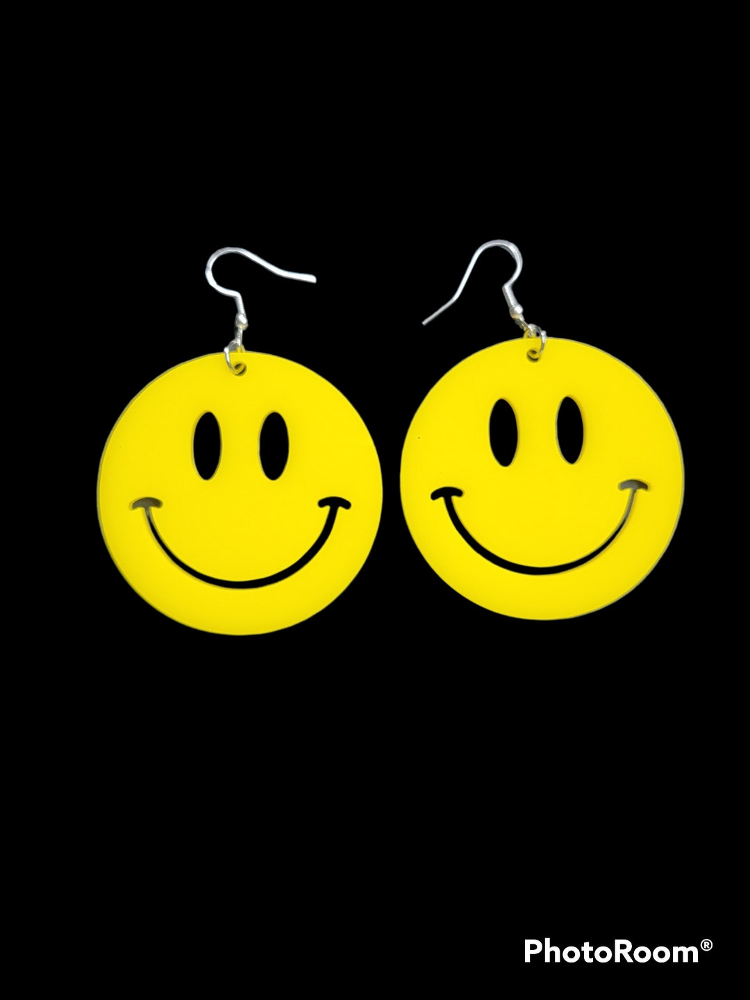 Large Smiley Face Earrings in Yellow Happy Groovy Free Etsy
