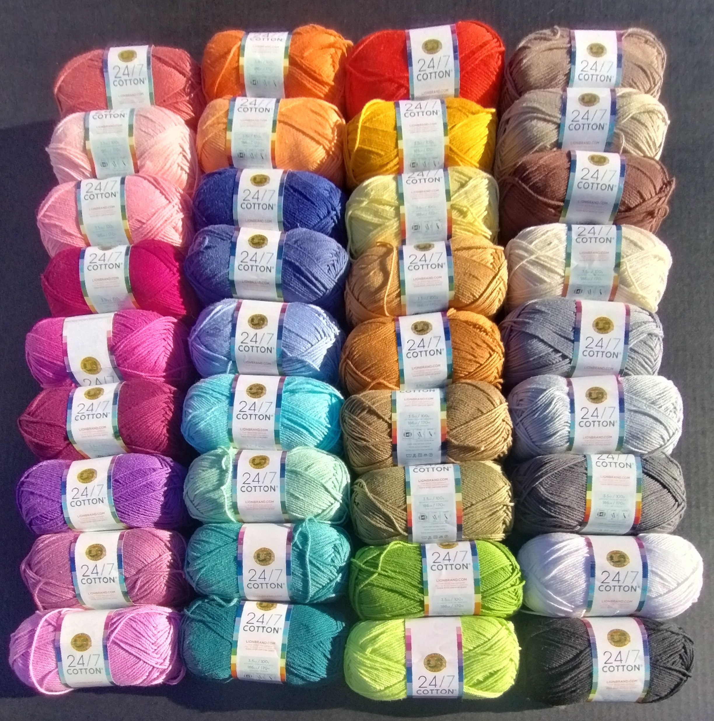 Lion Brand Yarn - 24/7 Cotton - 6 Skein Assortment (Mix 9)