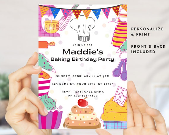 Personalized Customized Printable Digital Birthday Party Invitation PDF/JPG