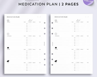 Printable A5 Medication List, Medical Planner, Medication Tracker, A5 Planner Inserts, Fillable PDF, Instant Download, Minimalist Planner