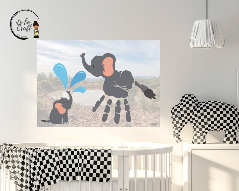 Elephant Handprint Art Craft Printable Etsy