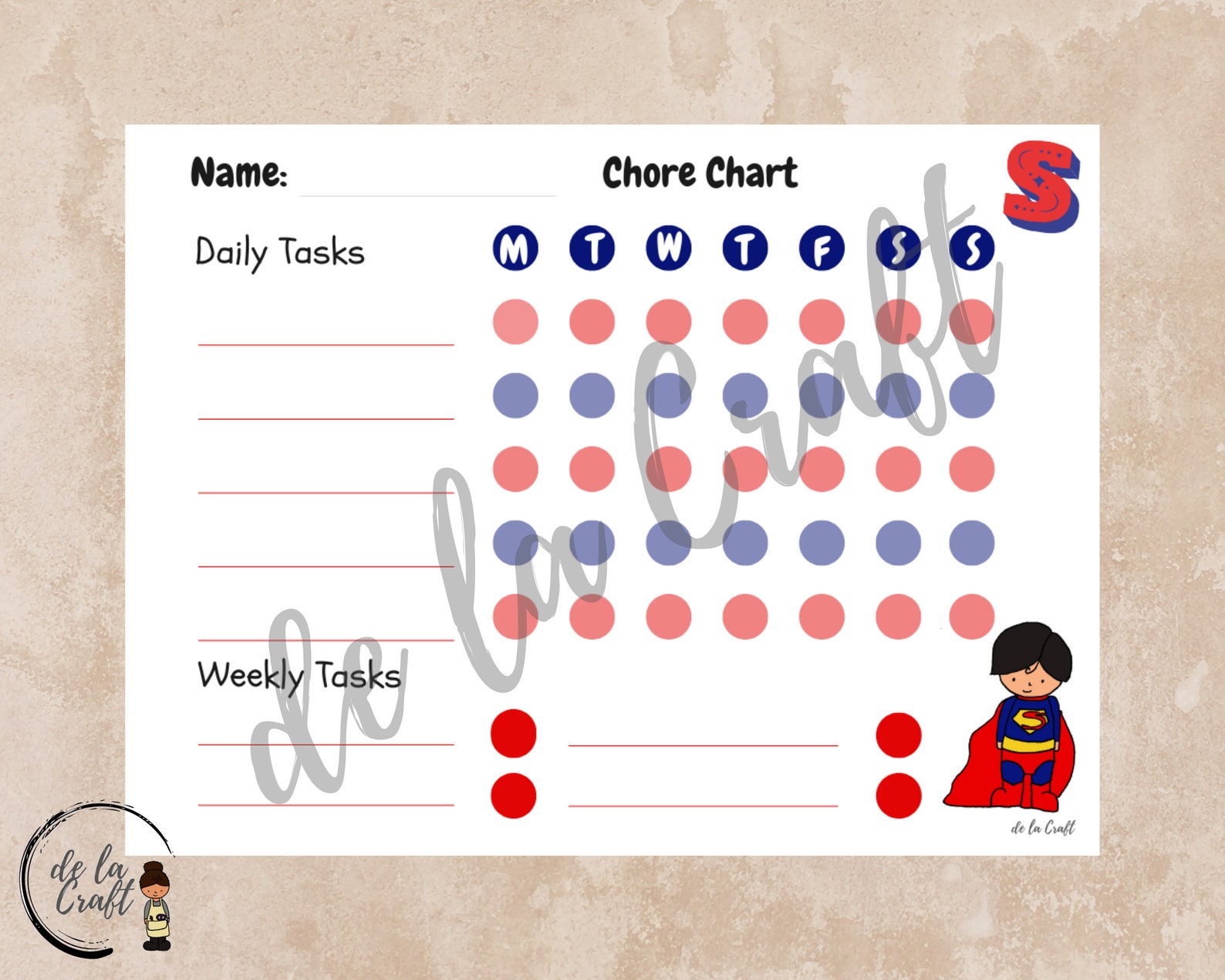 Editable Hero Chore Chart, Fillable Chore Chart Tracker - Etsy