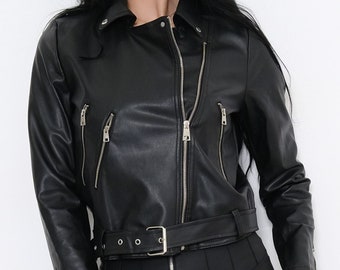 Women's Leather Jacket, Women's Black Leather Jacket Made of 100% ...