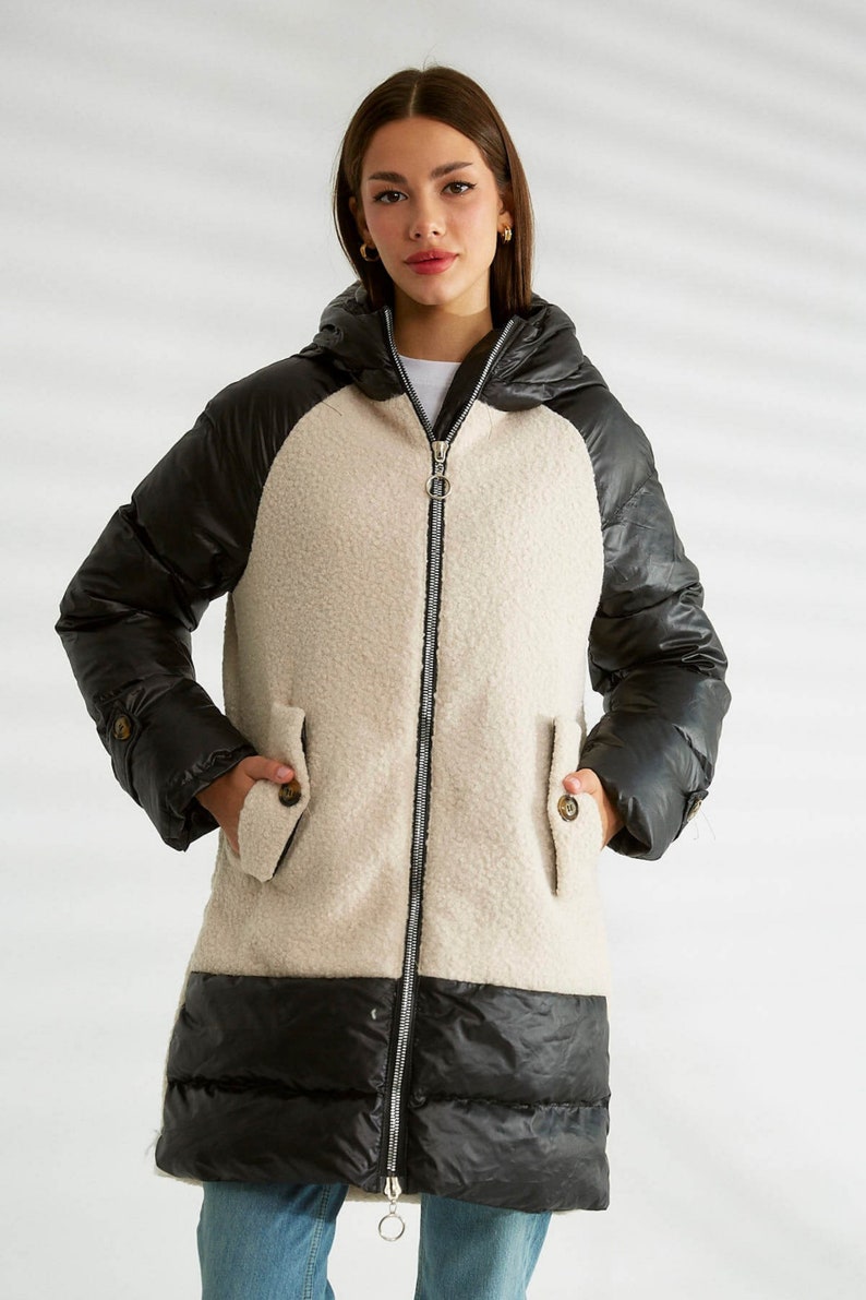 Elegant Long Wool Puffer Hooded Women Winter Coat Bundle up - Etsy