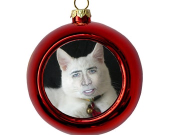 Nicolas Cage Cat Kerstbal, Kerstboomdecoratie, Kerstdecor Nicolas Cage Cat Kerstornament Kerstcadeau Boomdecor