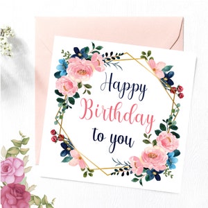 Biglietto digitale di buon compleanno/cartolina/celebrazione/fiore/biglietto d'auguri
