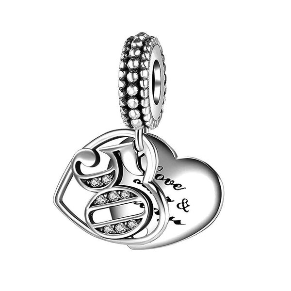 50 ans vieux charme cinquante 50e amour pour toujours et toujours amour coeur anniversaire anniversaire Pandora Fit Charm Sterling Silver 925 Dangle Mom