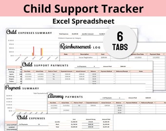 Child Custody Planner Excel Spreadsheet for Divorce Planning, Child Payment Tracking, Child Support Pay Record Log, Child Alimony Template
